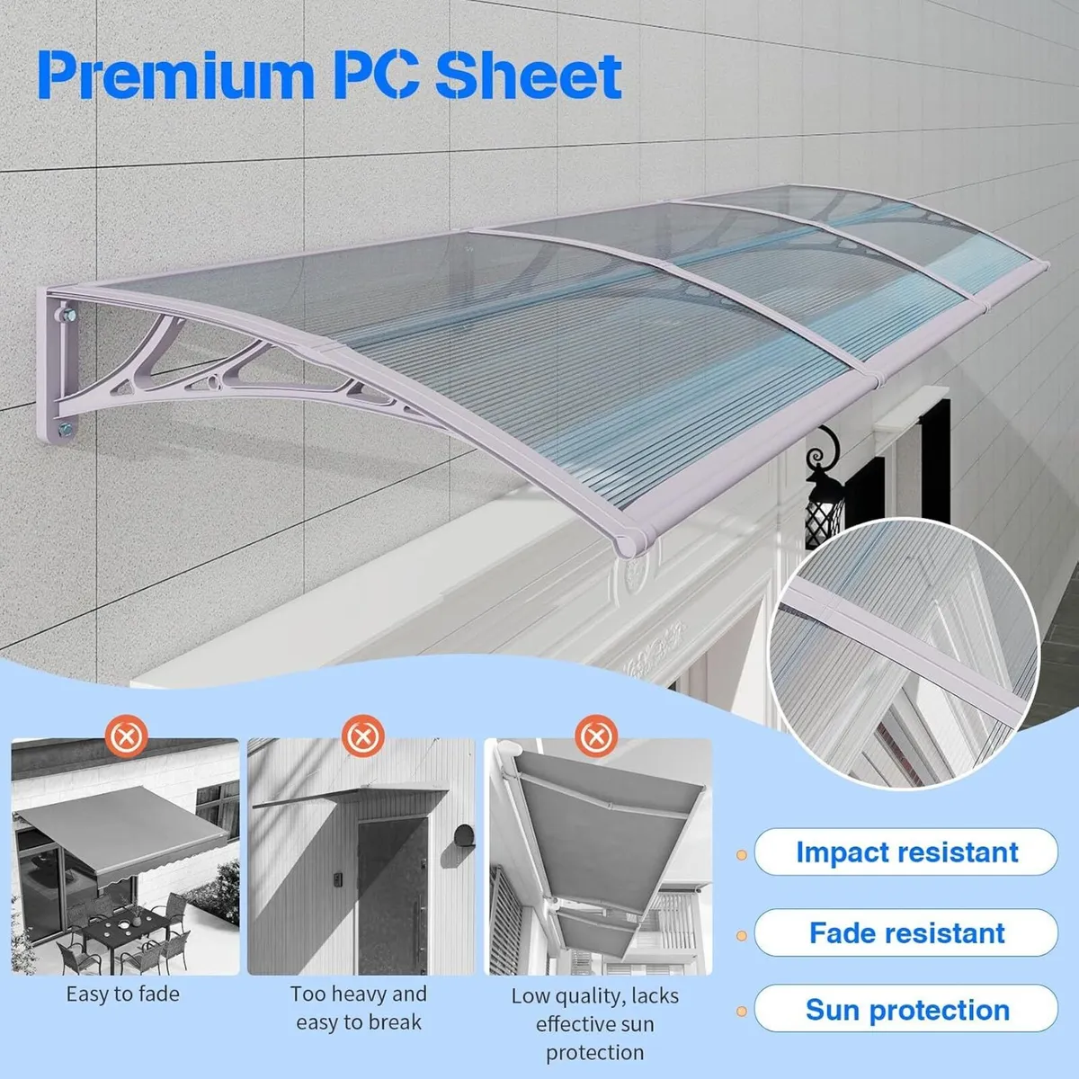 Front Door Canopy Outdoor Awning Window Patio - Image 4