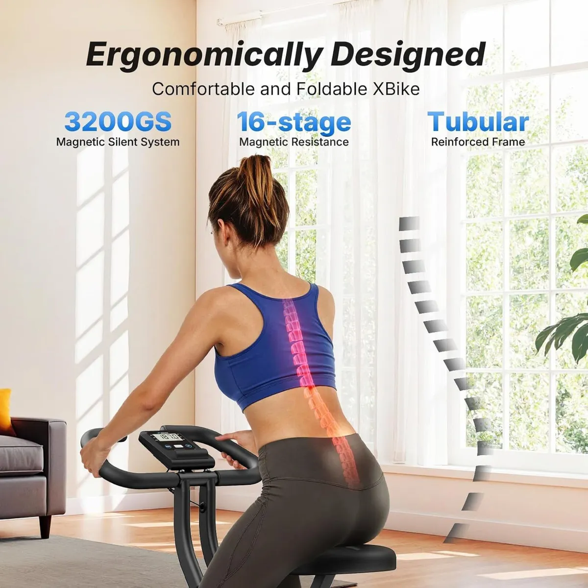 Folding Exercise Bike Home Trainer with LCD - Image 2