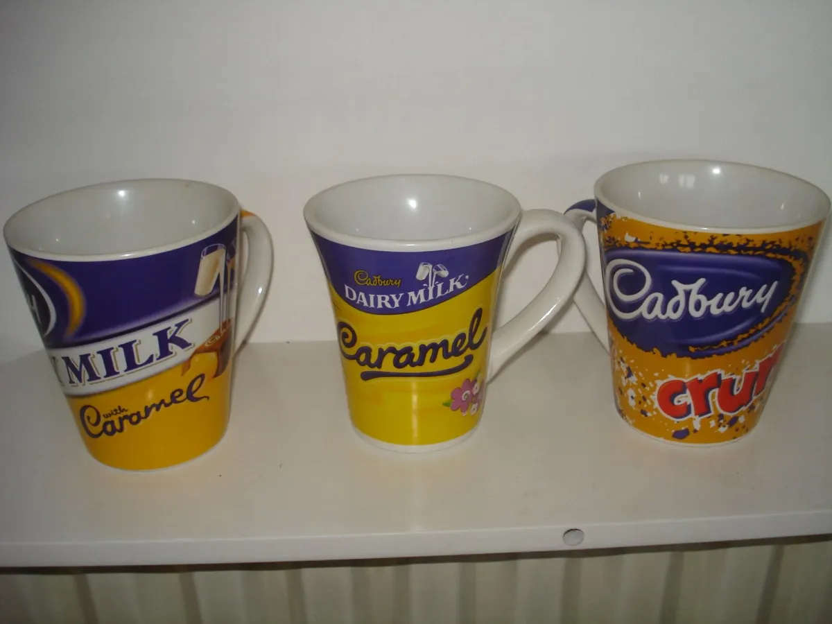 3 LARGE CADBURY MUGS/CUPS.