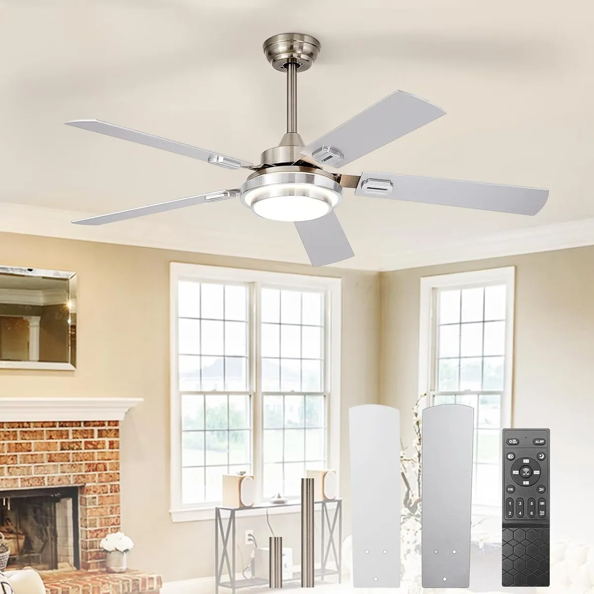 42-Inch Ceiling Fans with Lights: Caged Dual - Image 1