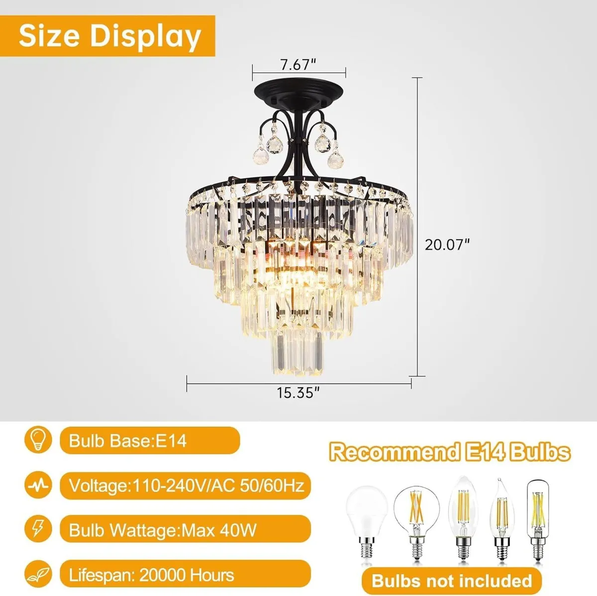 Crystal Round Chandelier Antique Modern Semi - Image 4