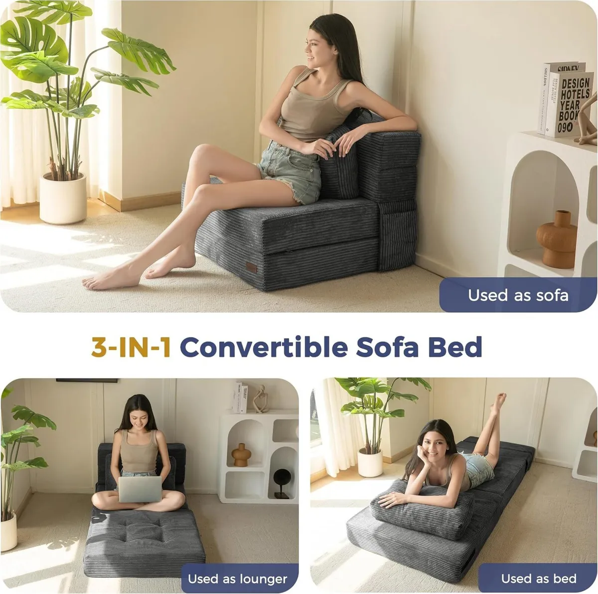 Folding Foam Sofa Bed Tri-Fold Mattress with 1 - Image 3