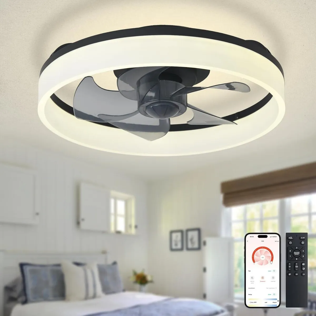LED Ceiling Fan with Light: 16" Modern Low - Image 1