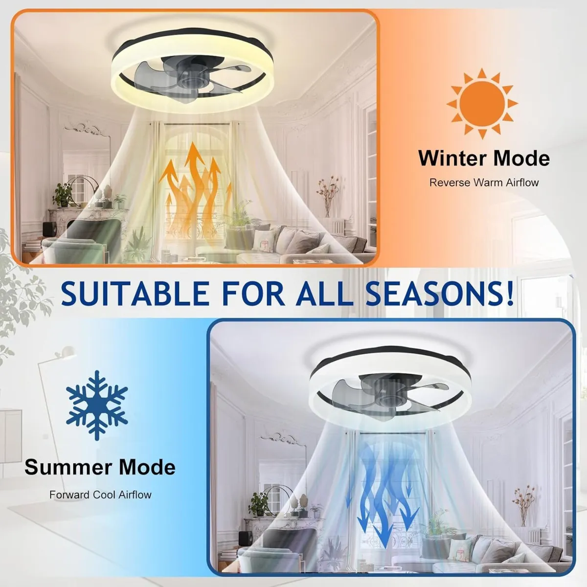 LED Ceiling Fan with Light: 16" Modern Low - Image 4