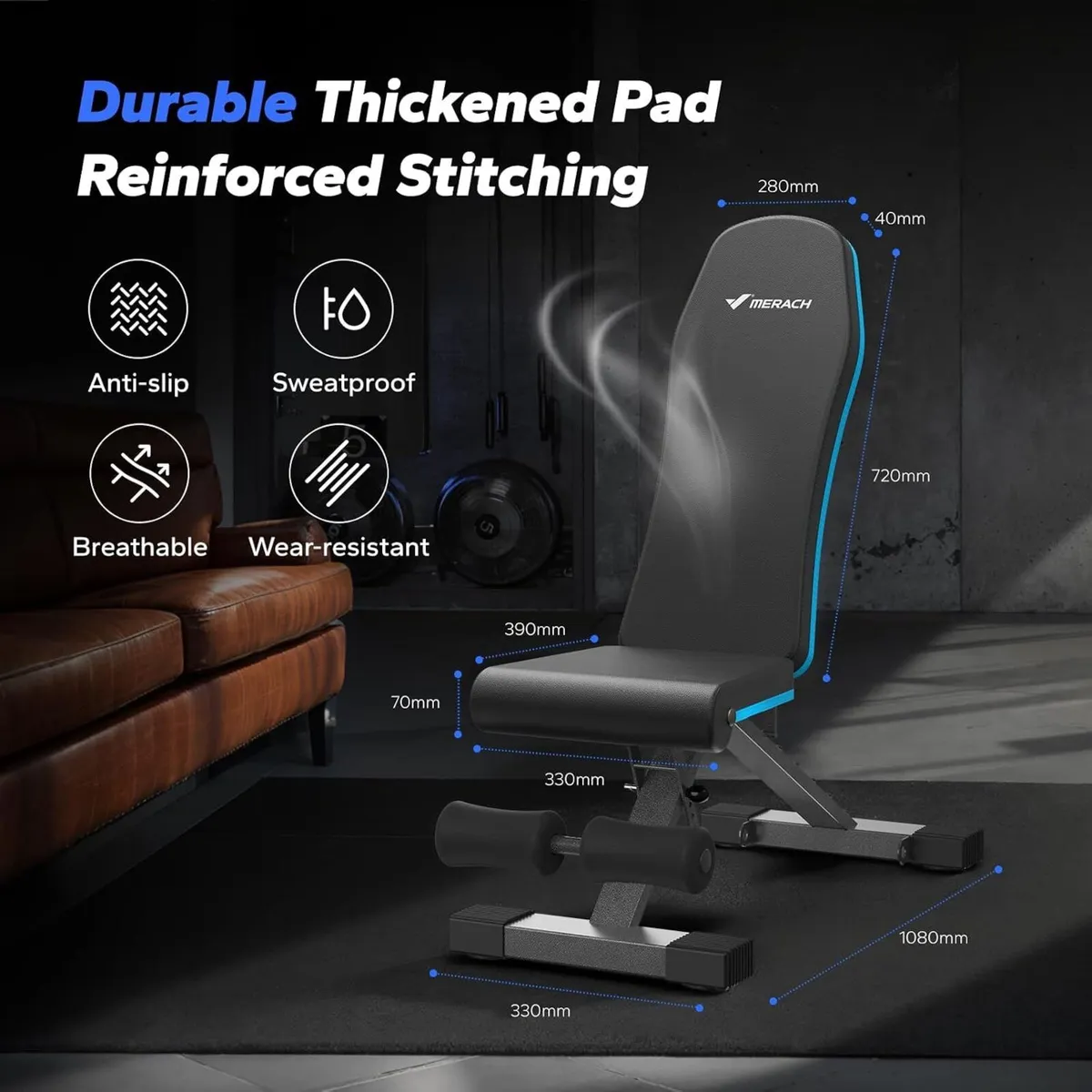 Weight Bench Foldable for Home Gym 72 108 - Image 3