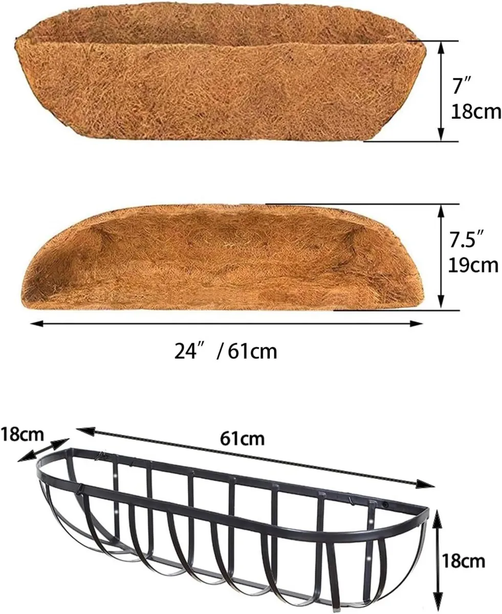 4pcs Large Wall Trough Rail Planters - Image 2