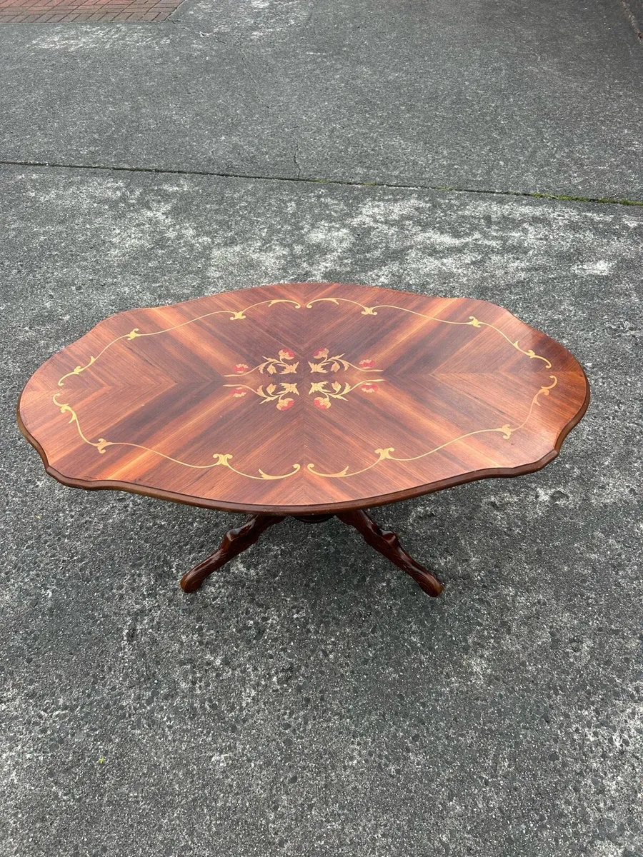 Large Oval Marquetry Coffee Table - Image 1