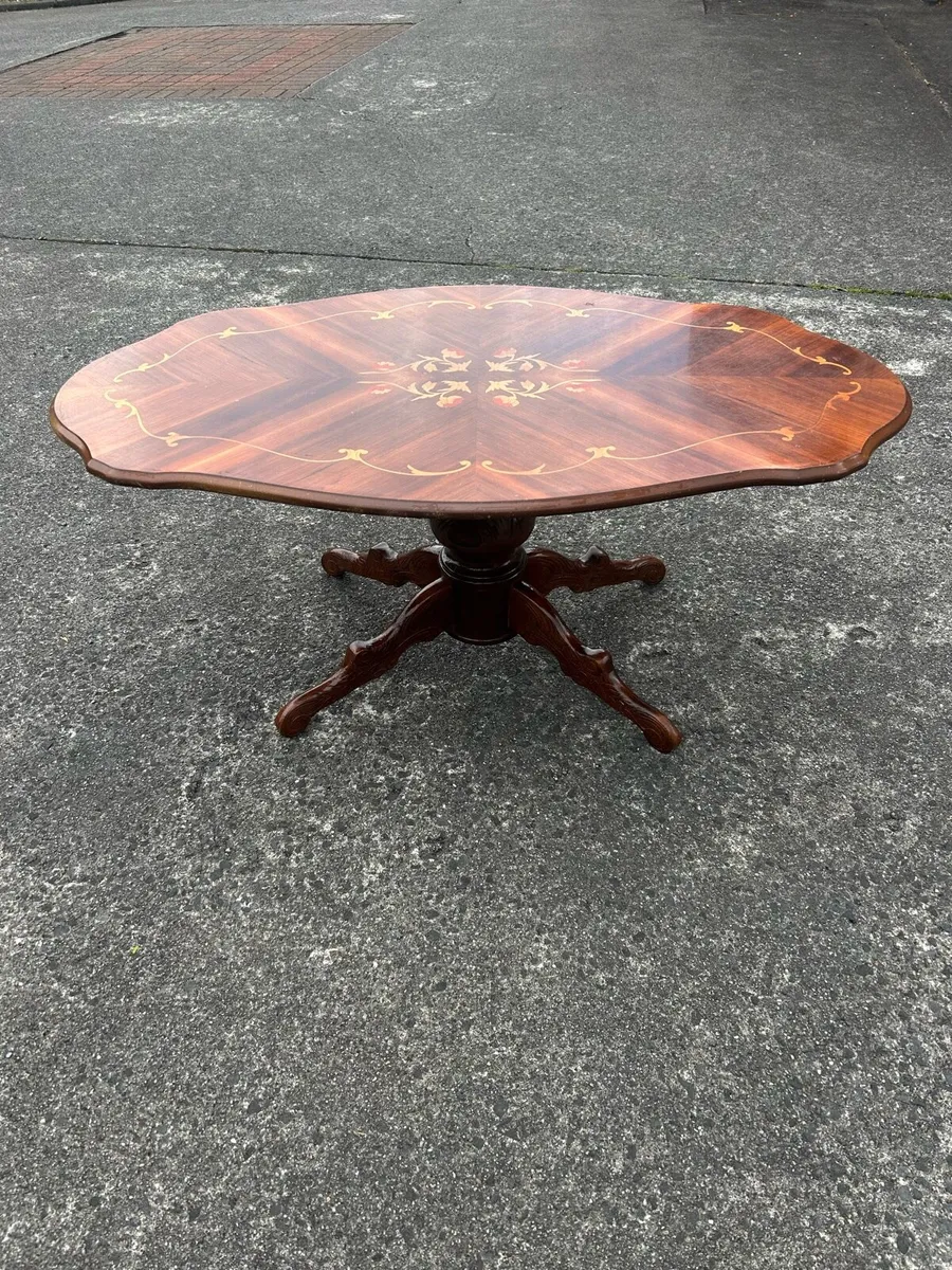 Large Oval Marquetry Coffee Table - Image 2