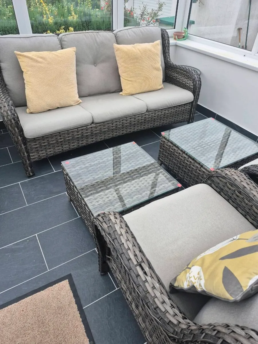 5 Pce Grey Rattan Garden Set - Image 2