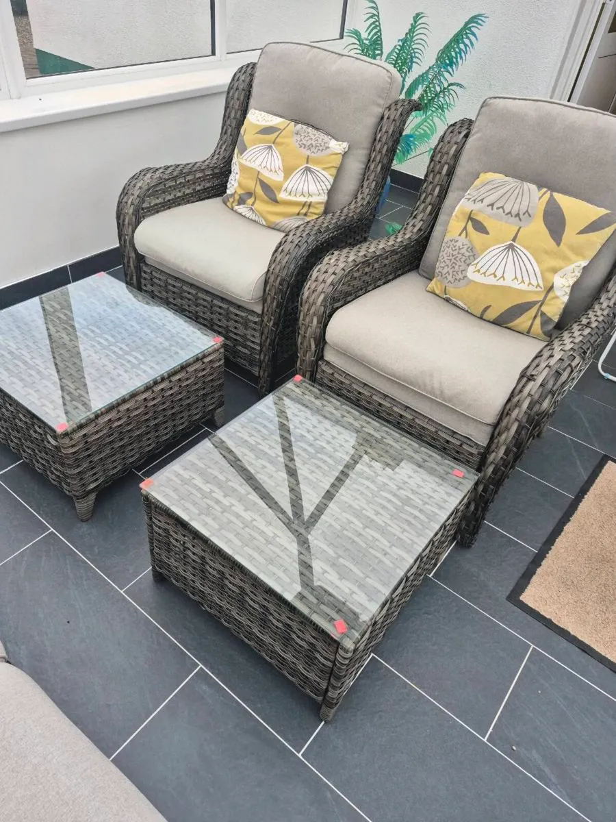 5 Pce Grey Rattan Garden Set - Image 3