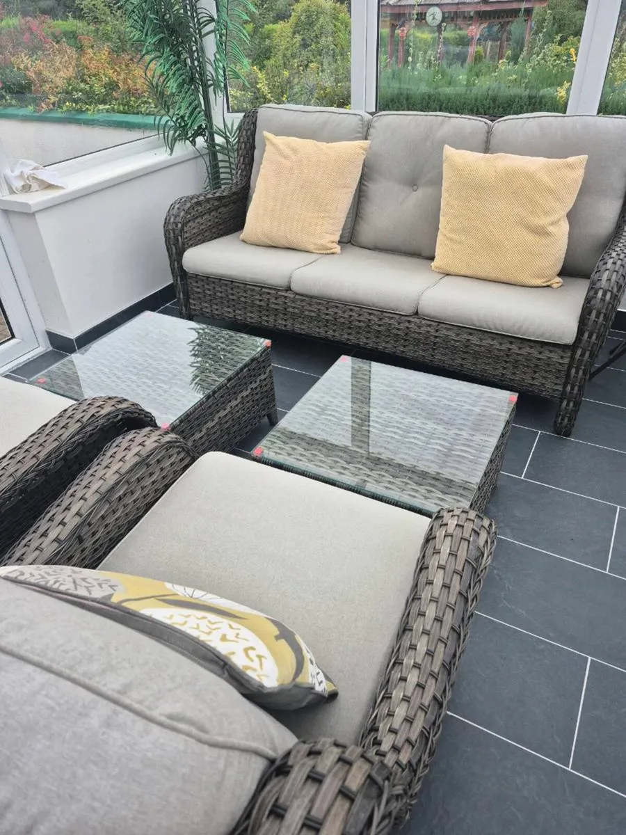 5 Pce Grey Rattan Garden Set - Image 4
