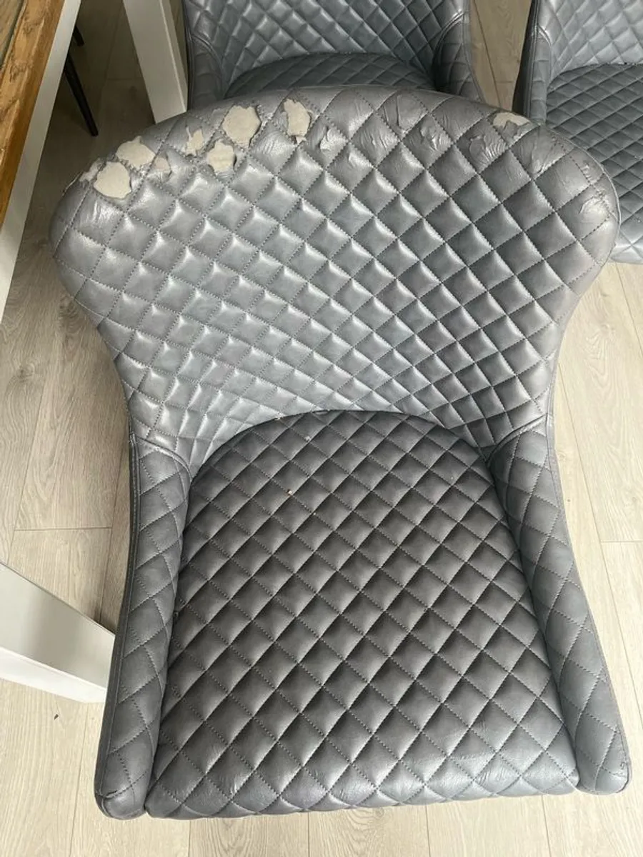 6 faux leather grey chairs - Image 2