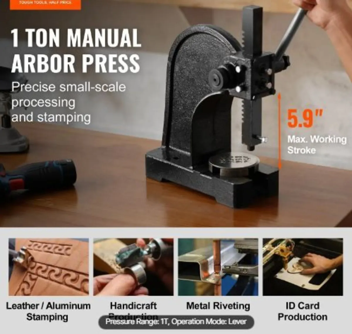 Arbor Press, 1 Ton Manual Arbor Press, 15 cm - Image 1