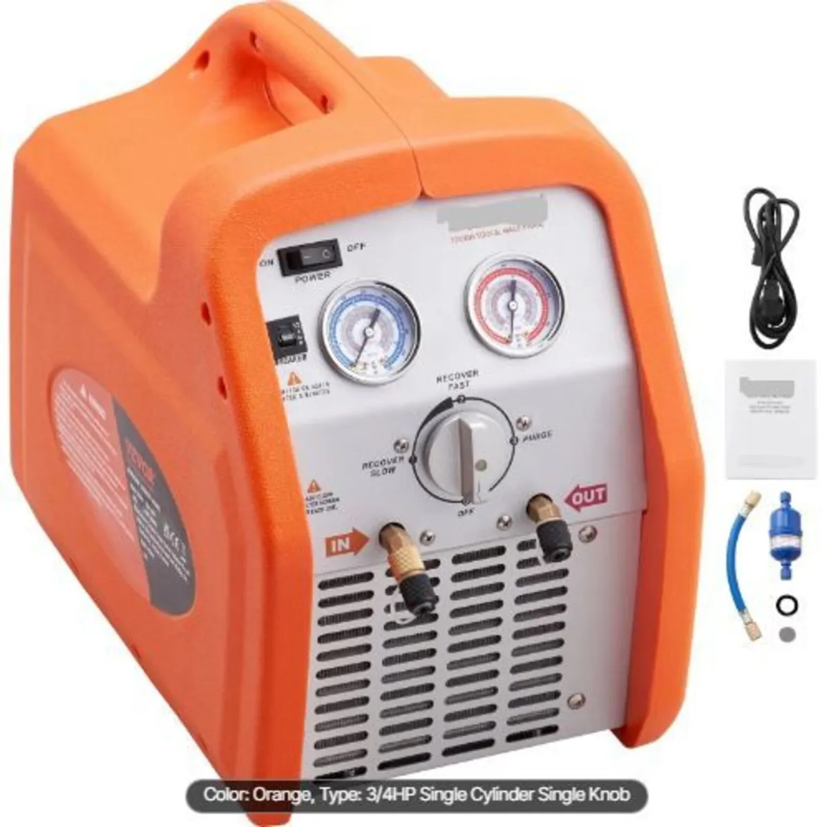 Portable 3/4 HP Refrigerant Recovery Machine - Image 2