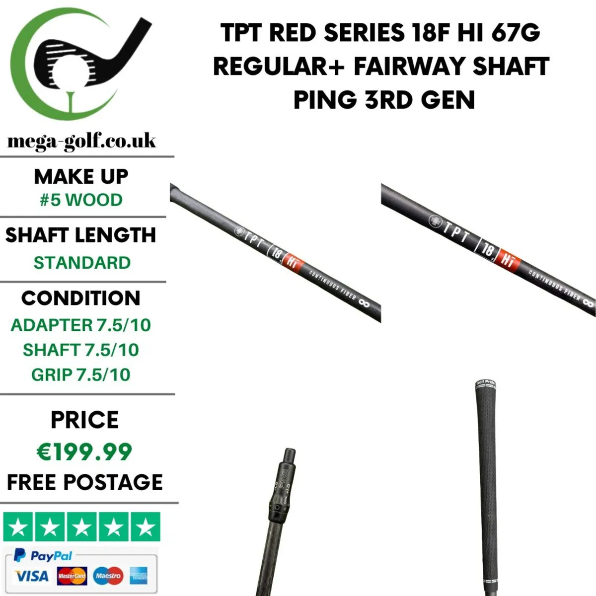 TPT Red Series 18F Hi 67g Regular+ #5 Wood Shaft - Image 1