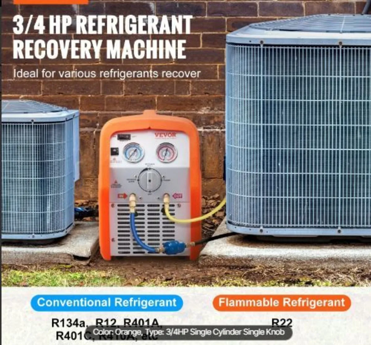 Portable 3/4 HP Refrigerant Recovery Machine - Image 1