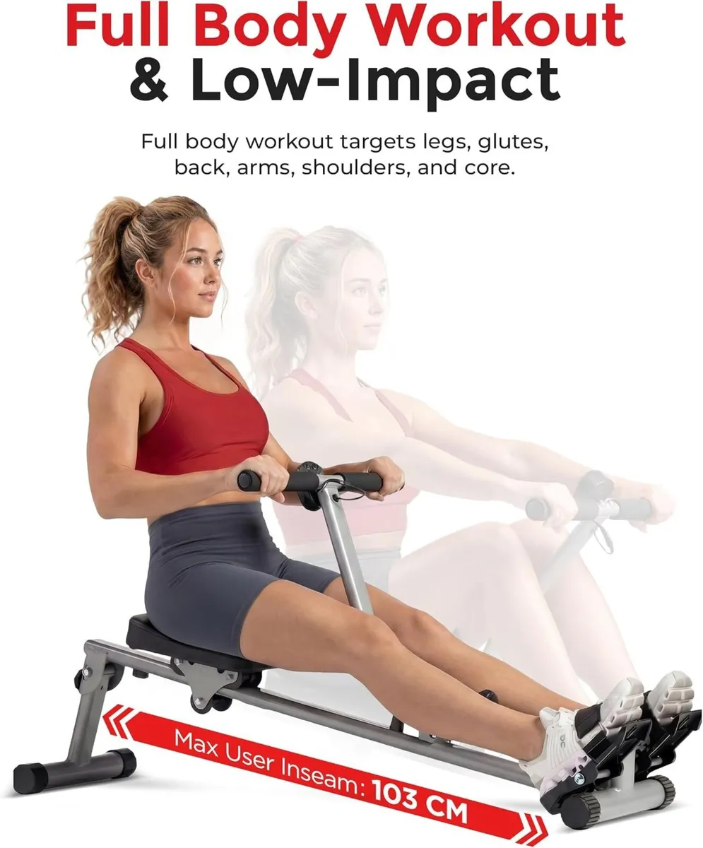 Compact Hydraulic Rower with 12-Level Resistance - Image 4