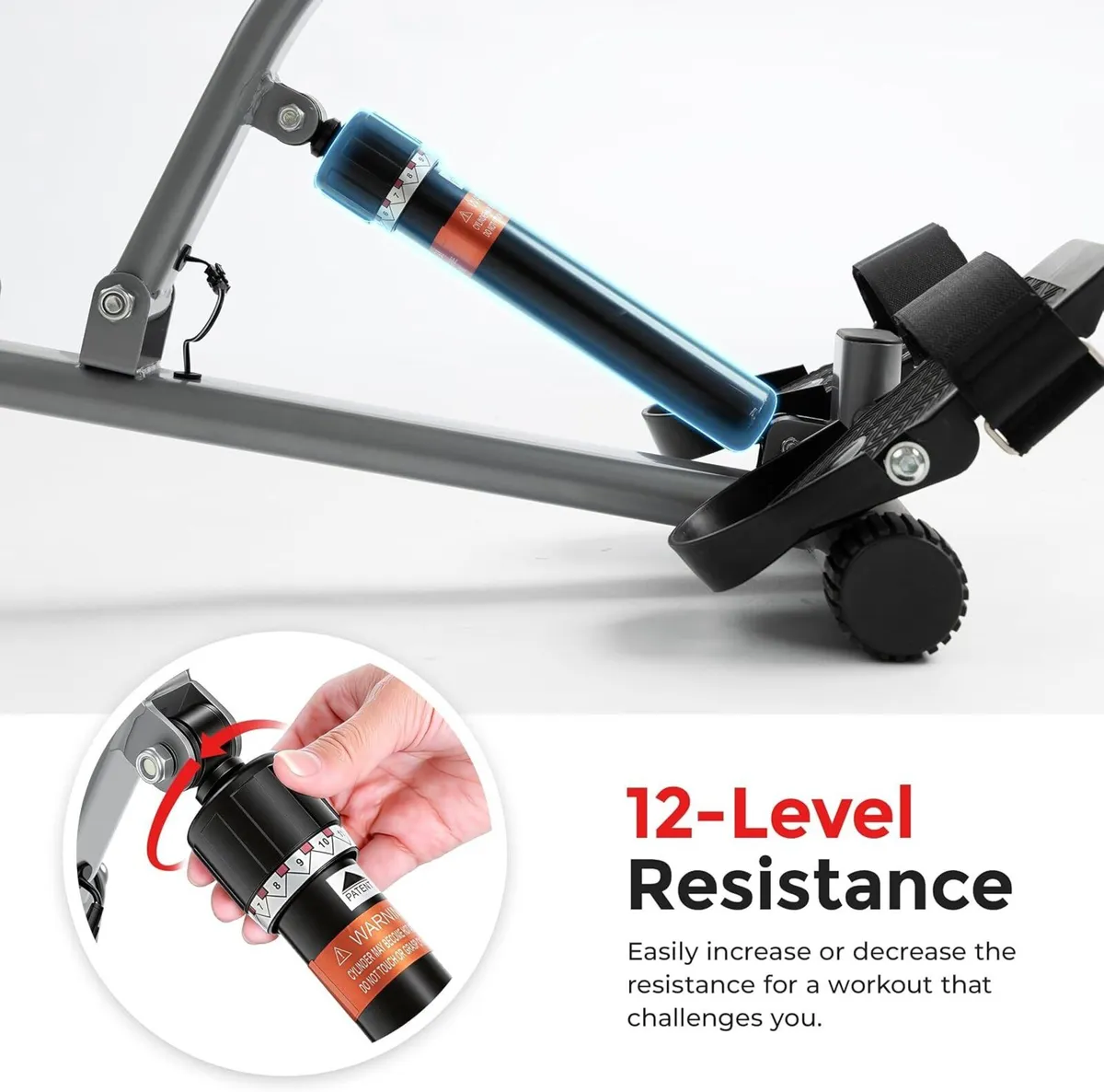 Compact Hydraulic Rower with 12-Level Resistance - Image 3
