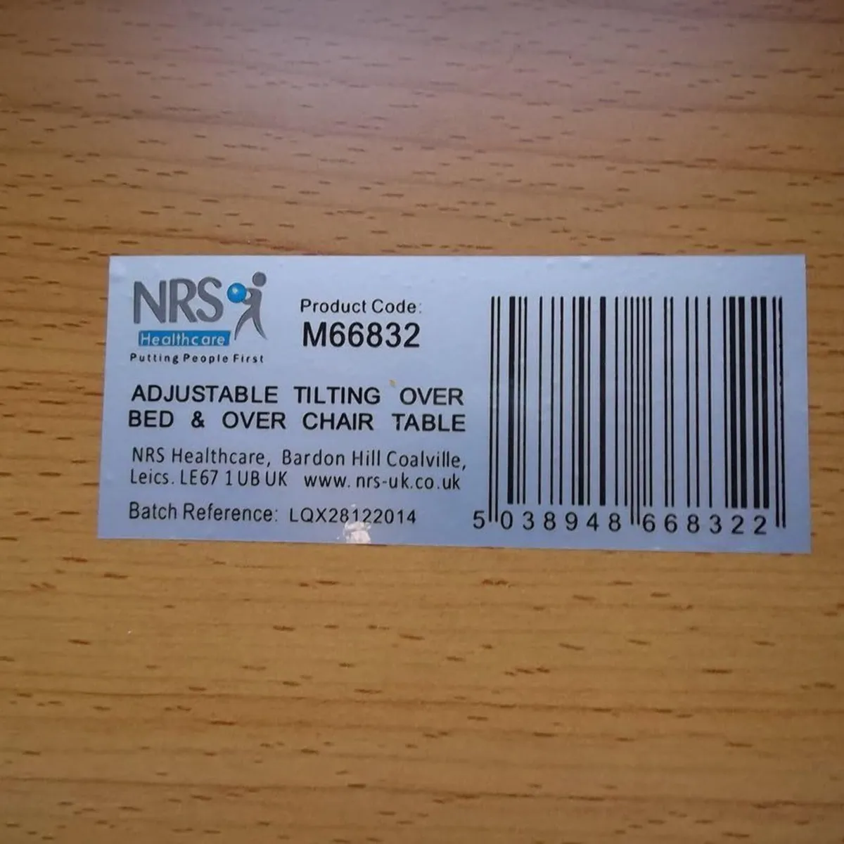 M66832 Wheeled and Tilting Over Bed Or Chair - Image 3