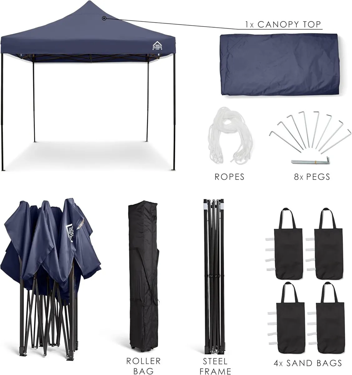 3x3m Heavy Duty Waterproof Pop Up Gazebo Steel - Image 3