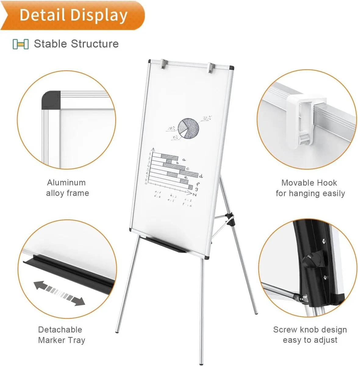 Flipchart Easel Whiteboard Magnetic Dry Wipe - Image 3