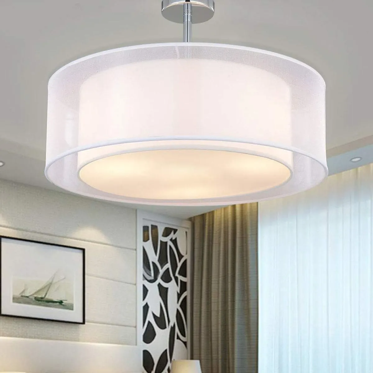 Ceiling Light Modern Fabric Pendant Shade Large - Image 4