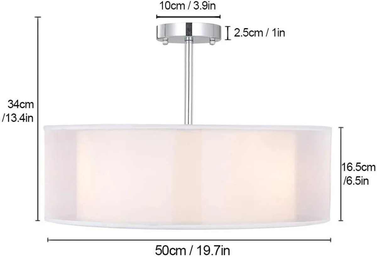 Ceiling Light Modern Fabric Pendant Shade Large - Image 2