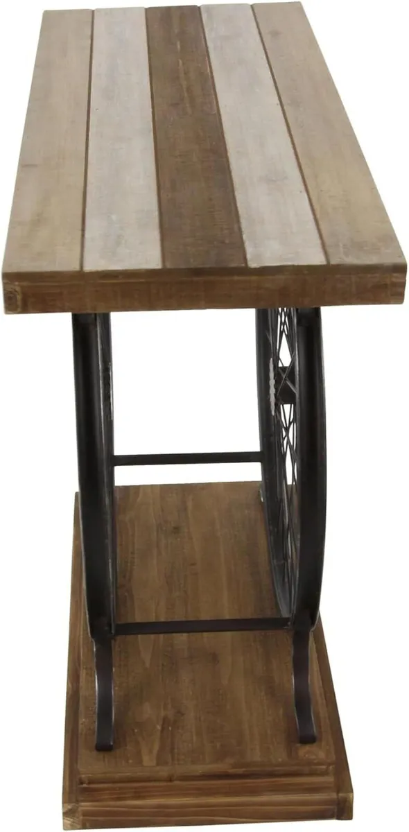Wood Bike Wide Slatted Top Console Table - Image 4