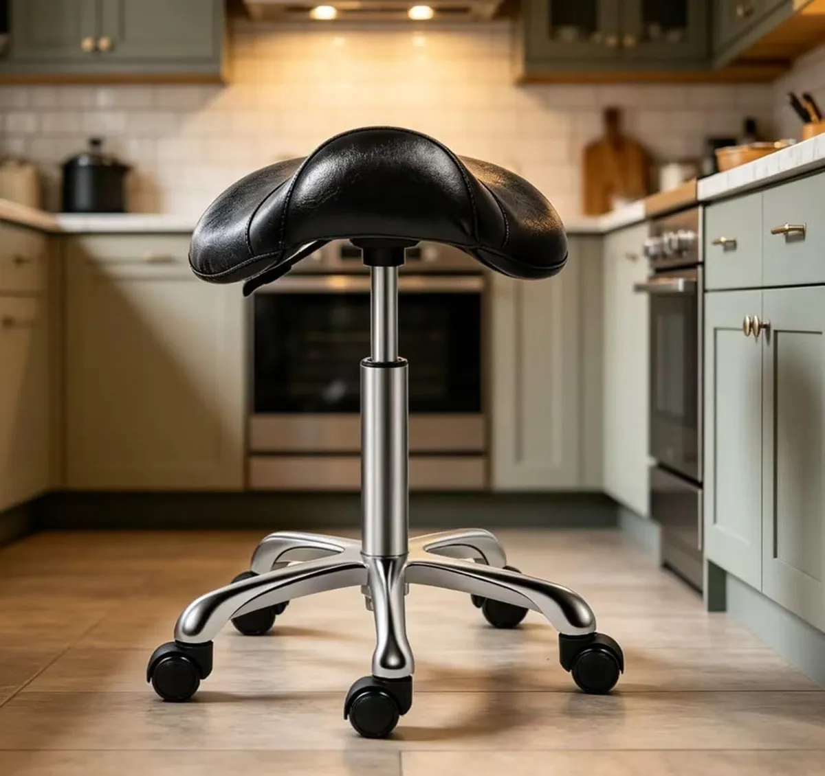 Stool Rolling Swivel Height Adjustable with Wheels - Image 2