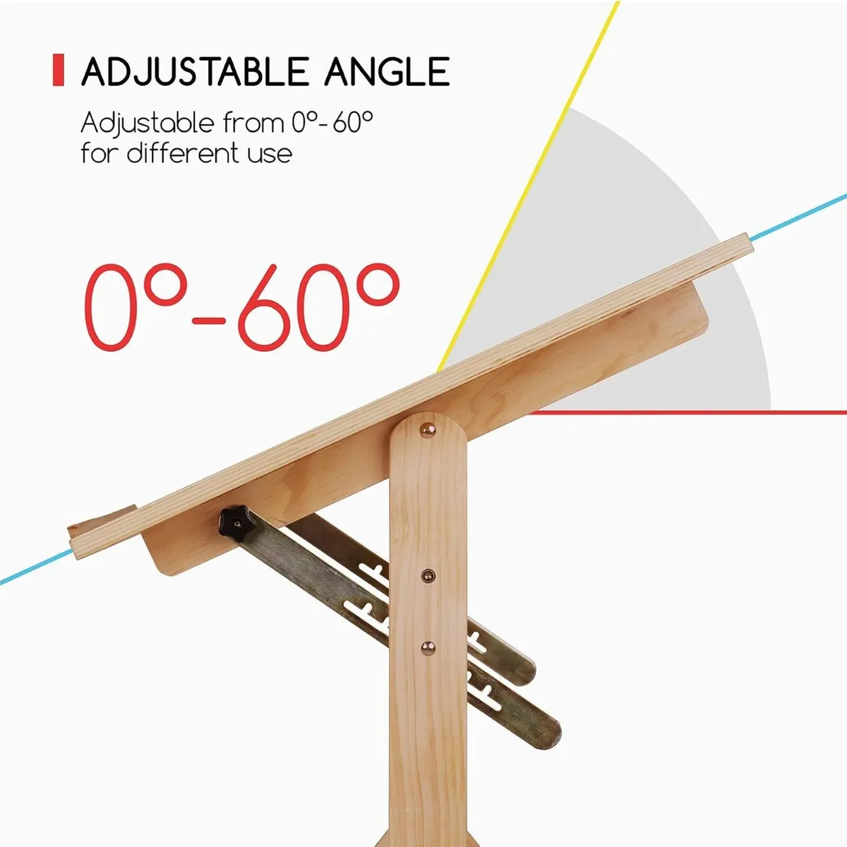 Wood Adjustable Drafting Table: 35.5" X 23.5" Art - Image 4