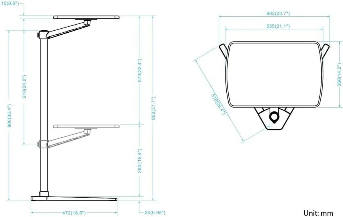 Table Stand Height Adjustable Tray Side for Bed - Image 3