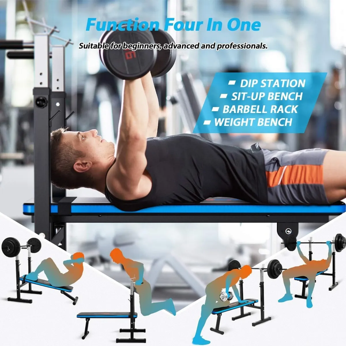 Adjustable Weight Bench with Dip Station Folding - Image 2