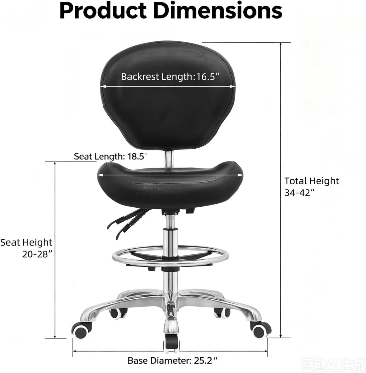 Adjustable Stools Drafting Chair: with Backrest - Image 3