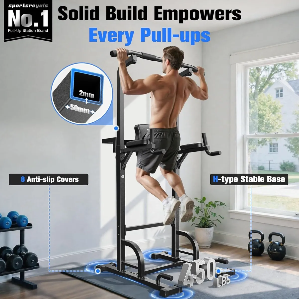 Power Tower Pull Up Bar Station 450lbs Stable - Image 2