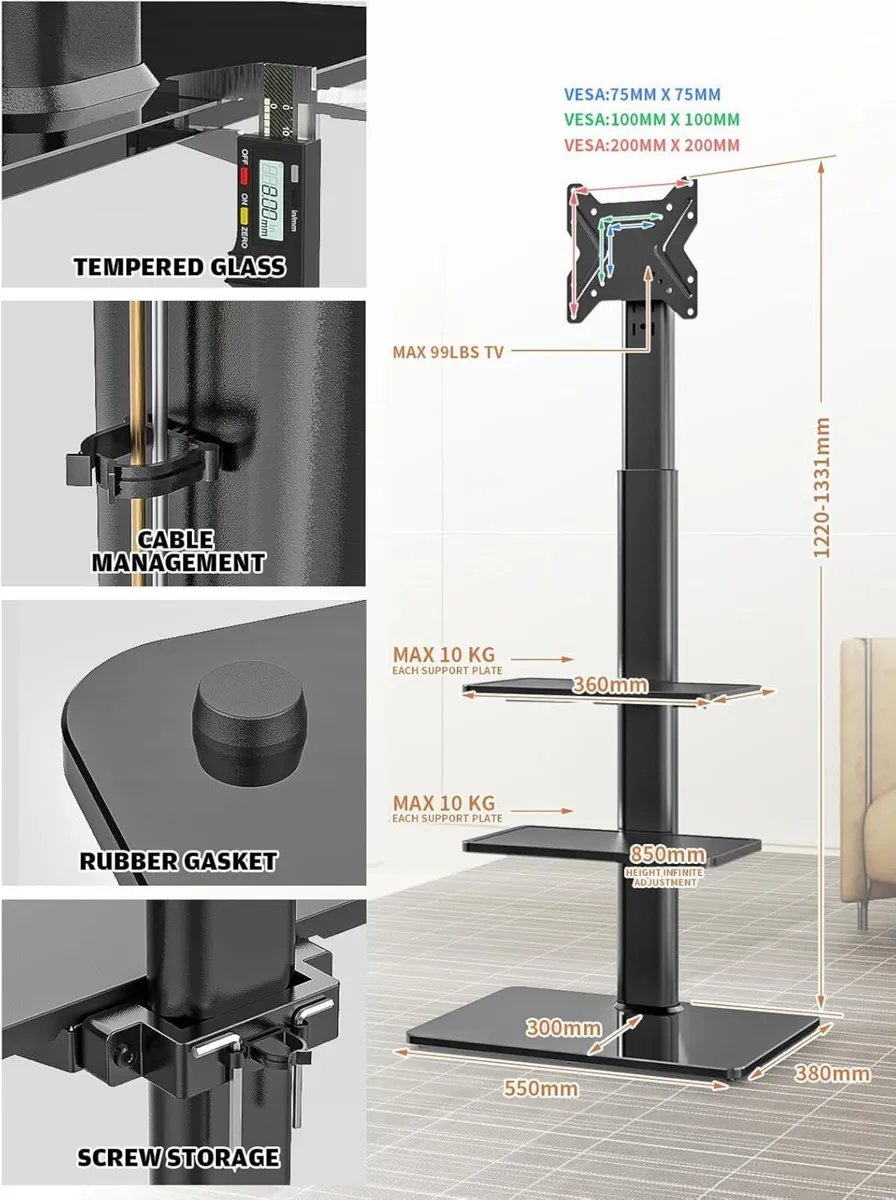 Universal Floor TV Stand with Swivel Mount - Image 2