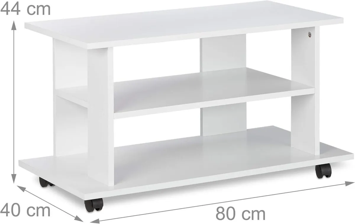 TV Stand on Castors 2 Compartments Console - Image 4