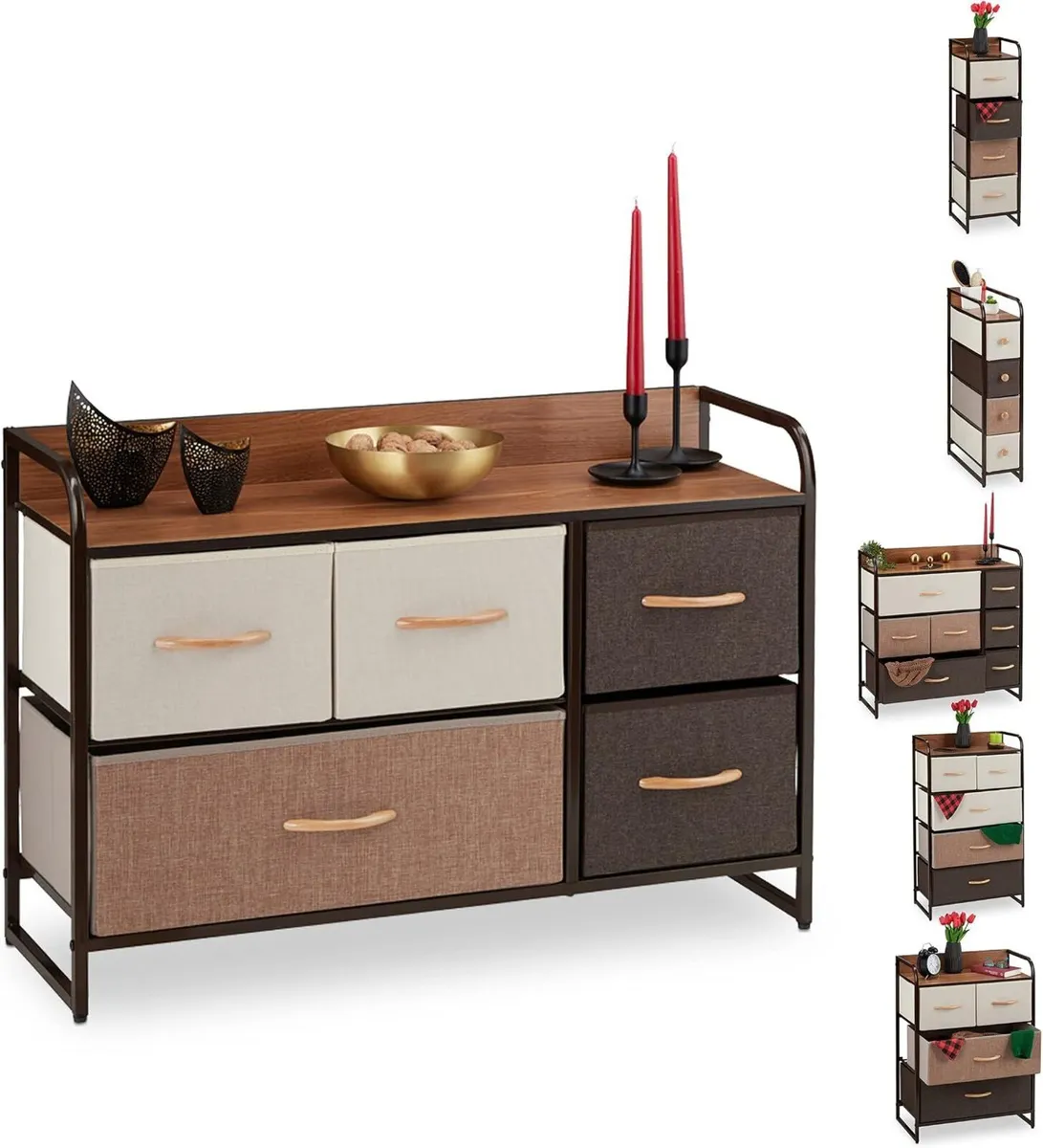 Dresser 5 Drawer Compartments with Shelf 5 Folding - Image 1