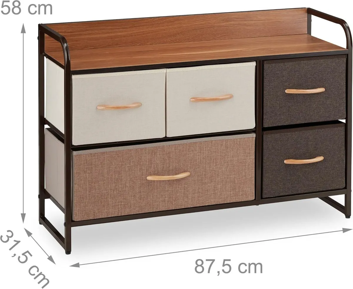 Dresser 5 Drawer Compartments with Shelf 5 Folding - Image 3