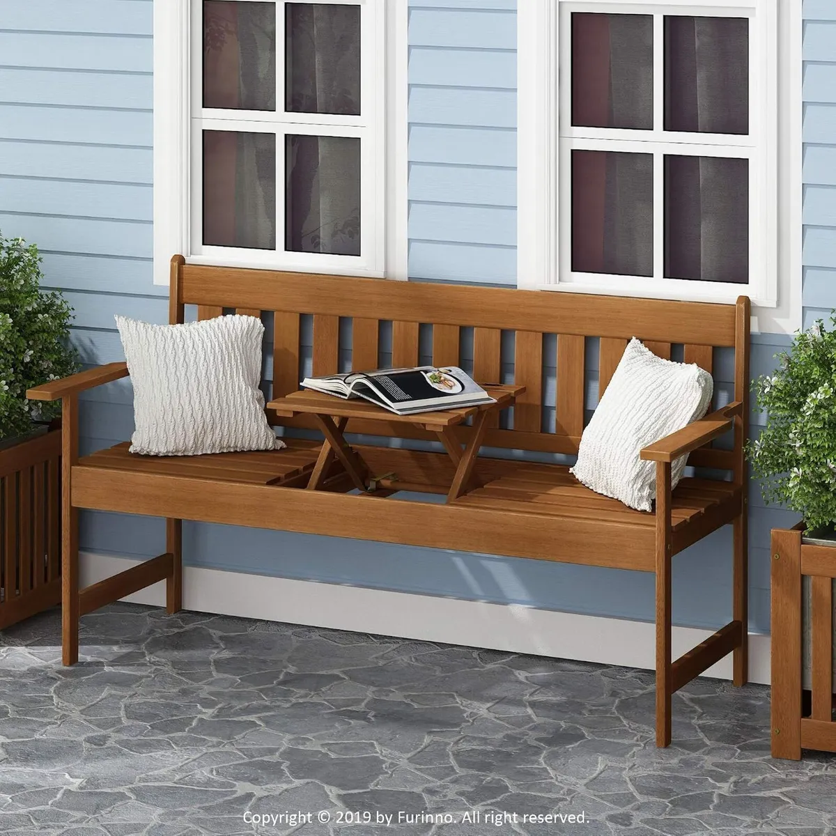 Outdoor Bench Occasional Garden with Back - Image 2