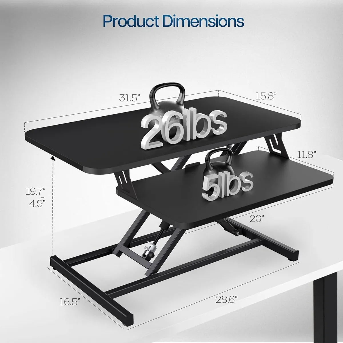 Desk Riser 80CM Standing Converter with Quick - Image 3
