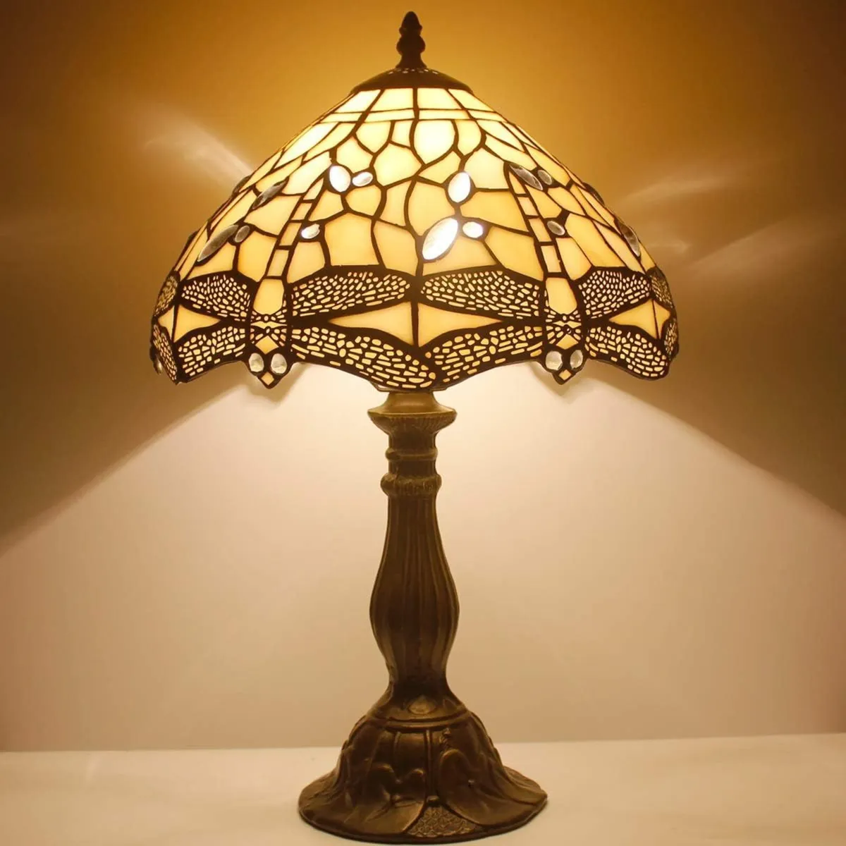 Tiffany Lamp Stained Glass Dragonfly Bedside - Image 2