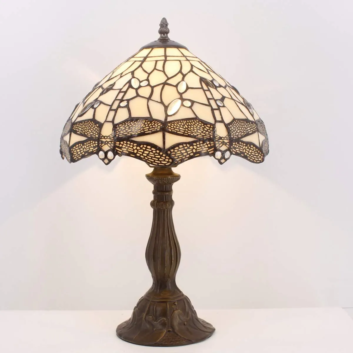Tiffany Lamp Stained Glass Dragonfly Bedside - Image 3