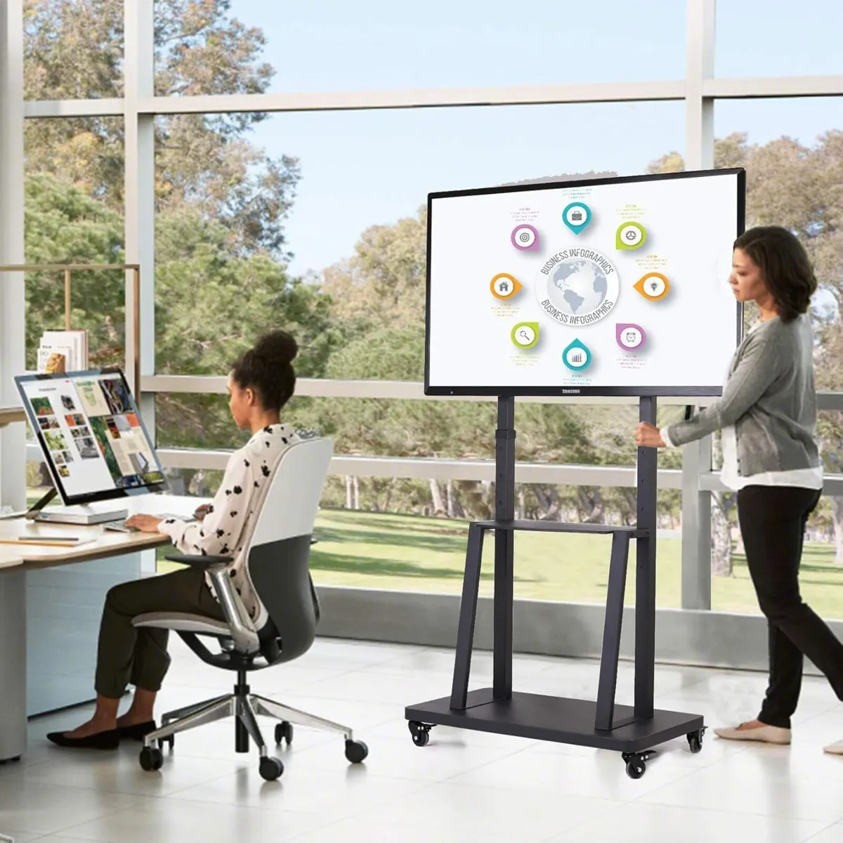 Mobile TV Stand with Wheels for 32-80 Inch - Image 3