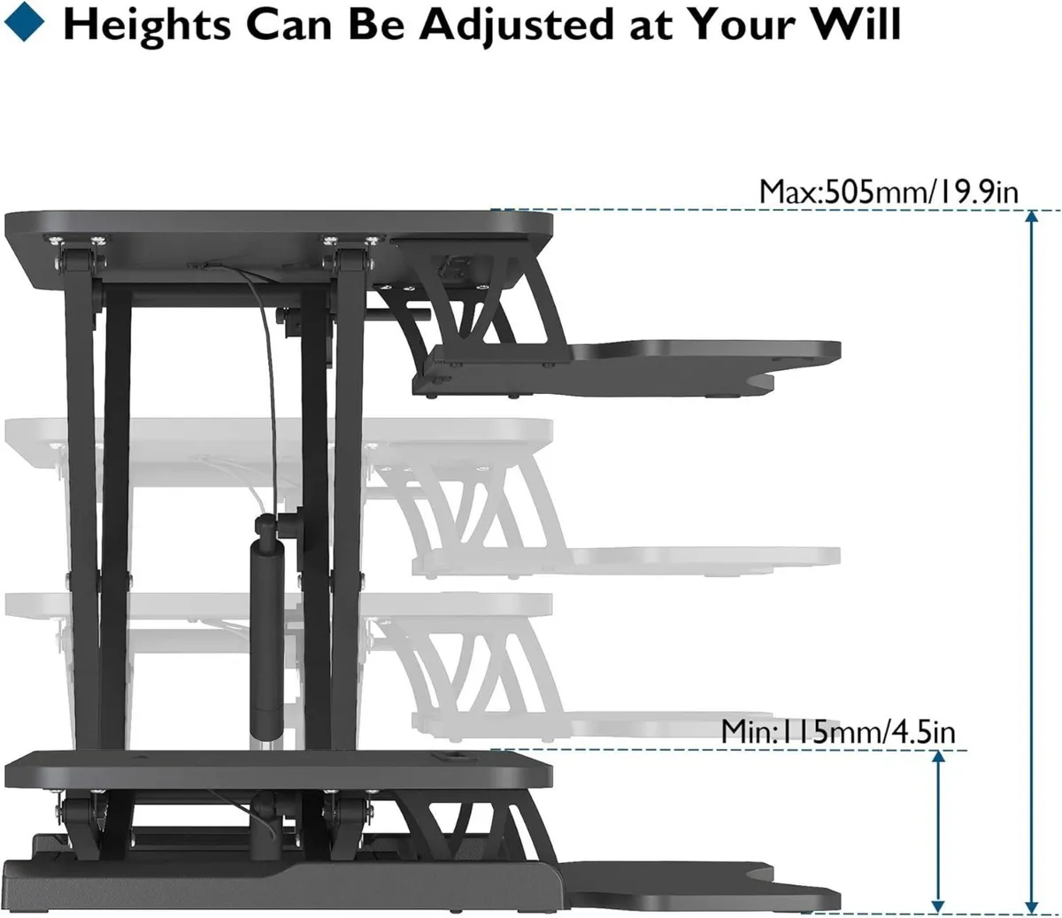 80CM Standing Desk Converter Dual-Tier Height - Image 3