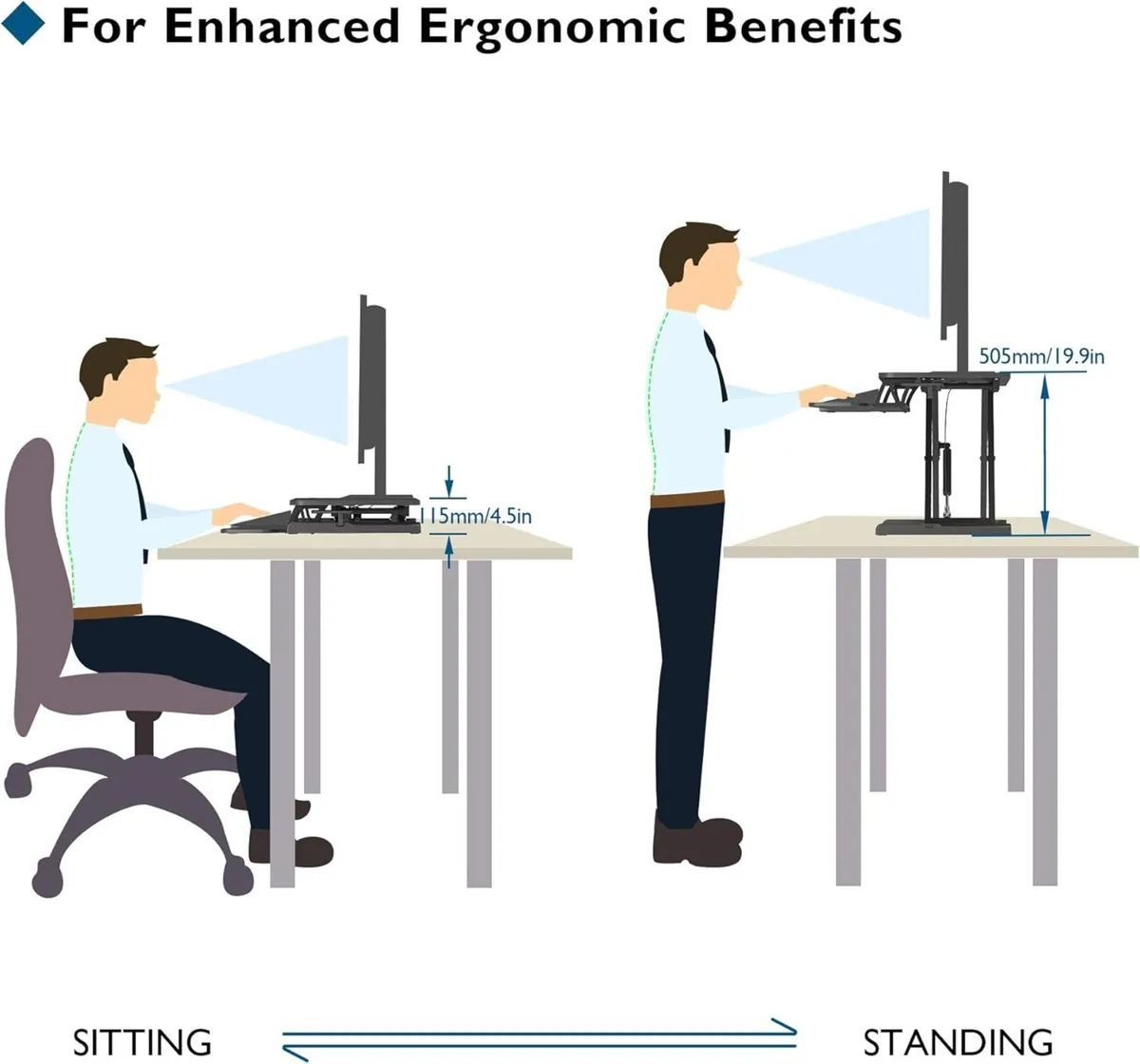 80CM Standing Desk Converter Dual-Tier Height - Image 4