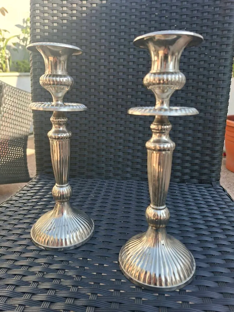 Lovely pair Vintage silver-plated candle holders - Image 1