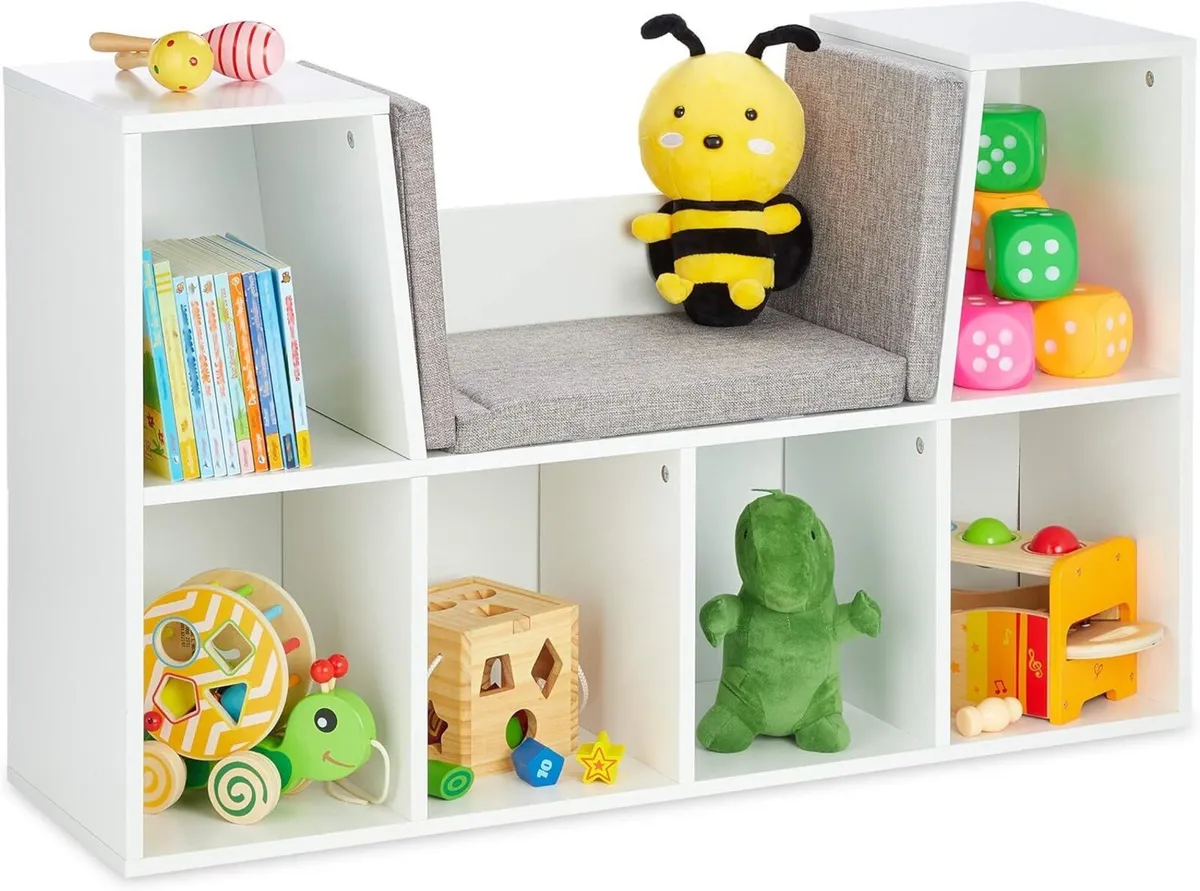 Bookcase with Seat Cushion Book Shelf 6 - Image 1