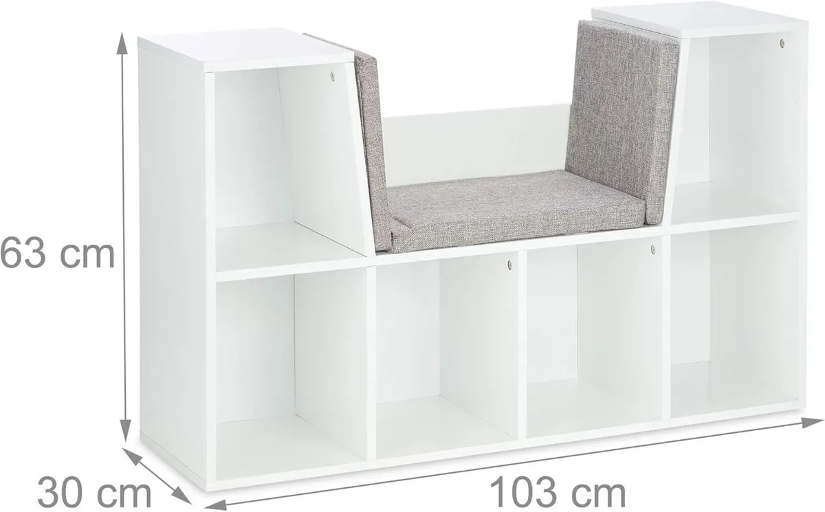 Bookcase with Seat Cushion Book Shelf 6 - Image 3