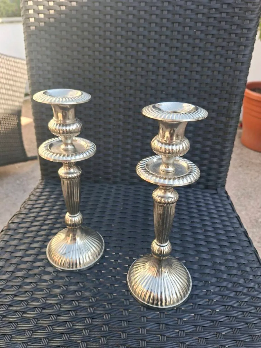Lovely pair Vintage silver-plated candle holders - Image 2