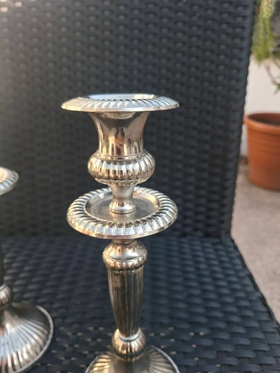 Lovely pair Vintage silver-plated candle holders - Image 4